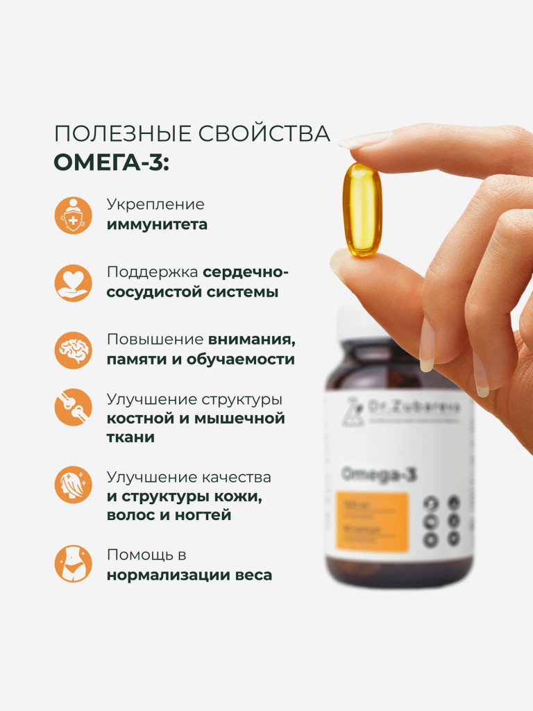Омега 3 в капсулах 1320 мг, 60 капсул, Dr.Zubareva