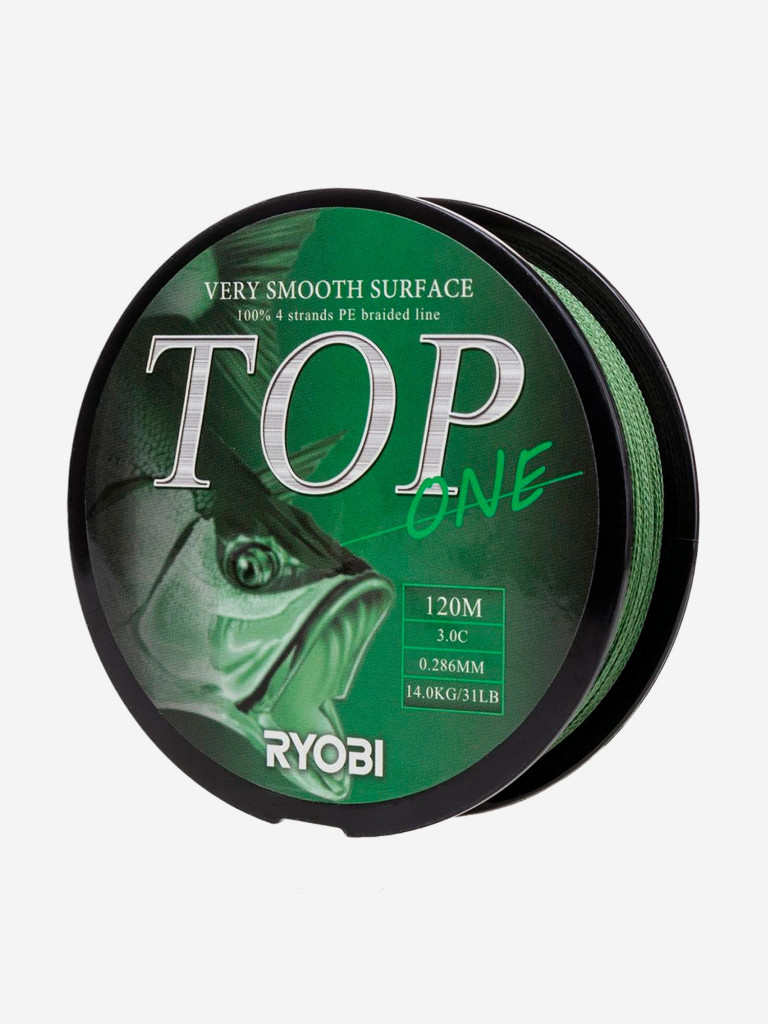 Шнур плетеный для рыбалки Ryobi TOP PE4X, 120м, 0,286мм, 14кг, темно-зеленый