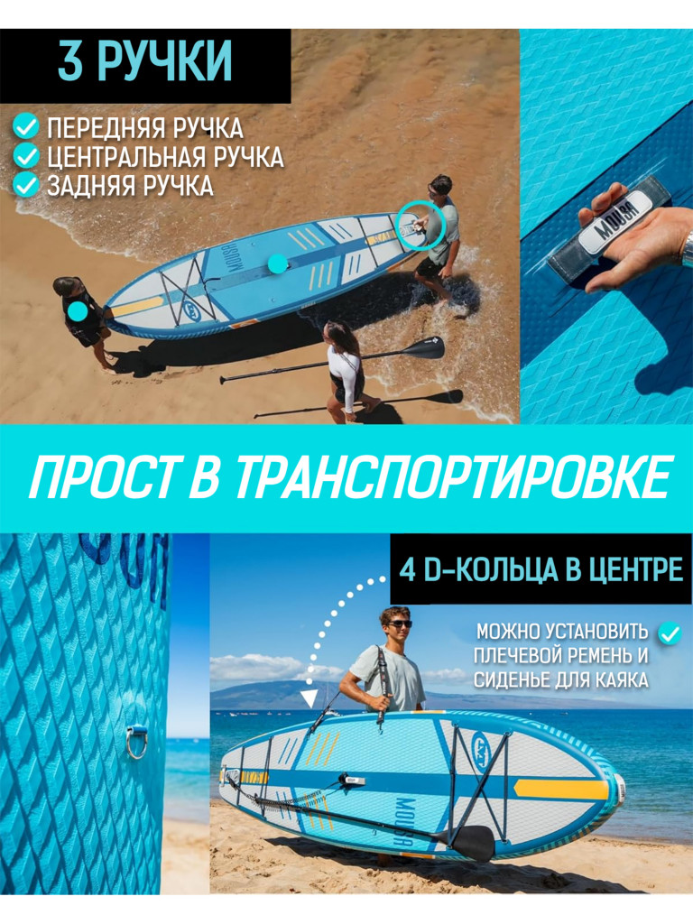 Надувной двухслойный SUP-борд MOUSA Full Eva BLUE, 10'5"x35"x6" 320*88*15 см, сапборд