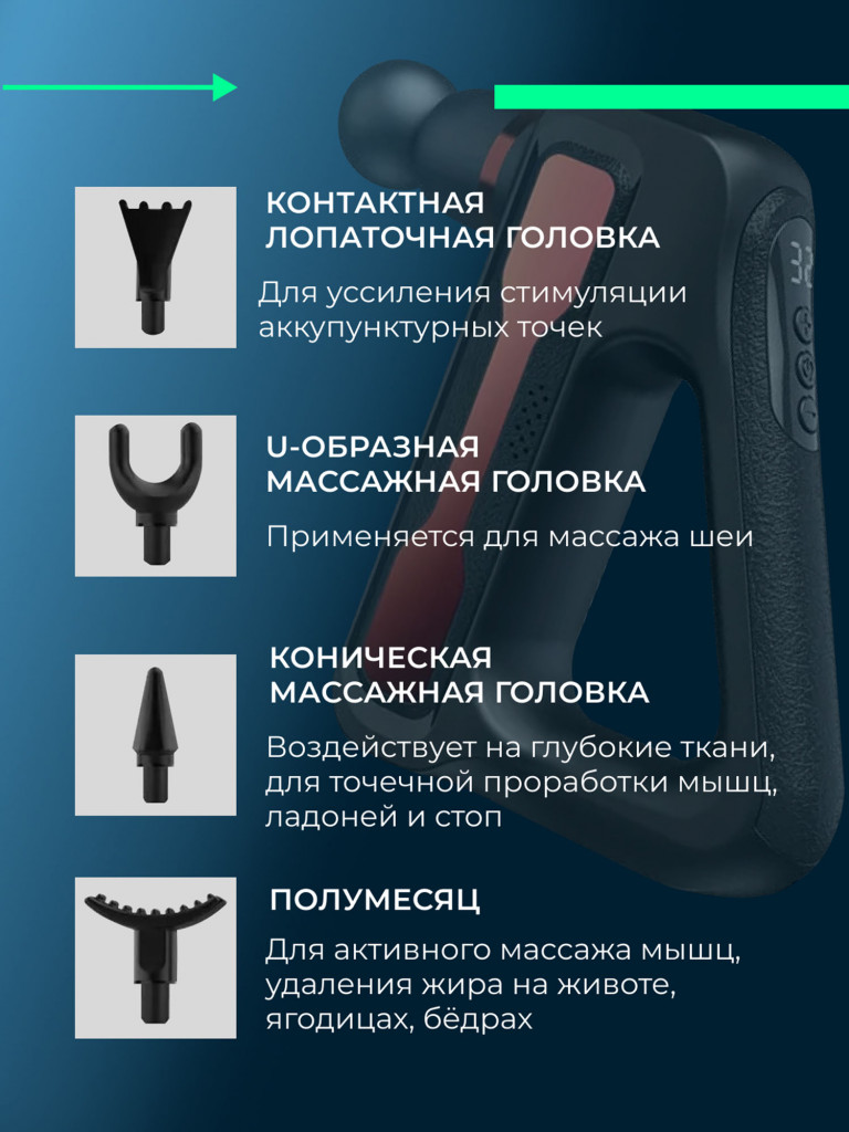 Перкуссионный спортивный массажер для тела Qualigo 32 скорости