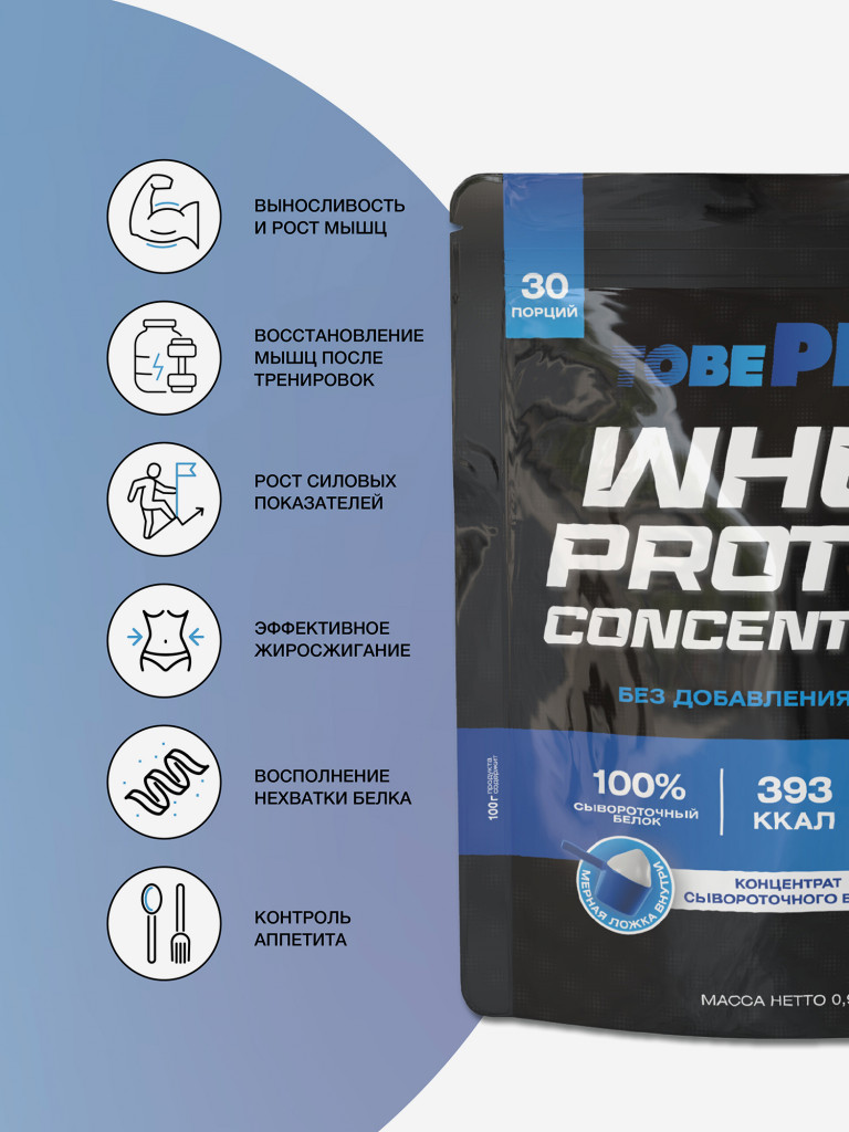 Протеин сывороточный без сахара TobePRO Whey Protein, 900 г/30 порций