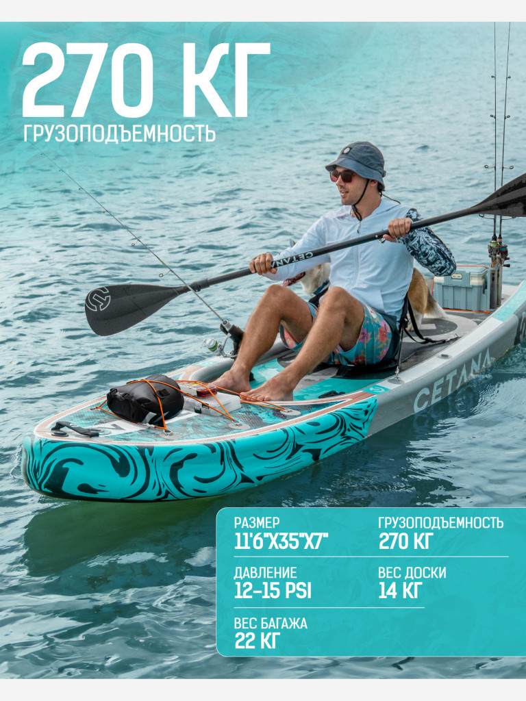 Надувная SUP-доска CETANA FLOATMASTER PRO, 11'6" 350*88*17 см сапборд
