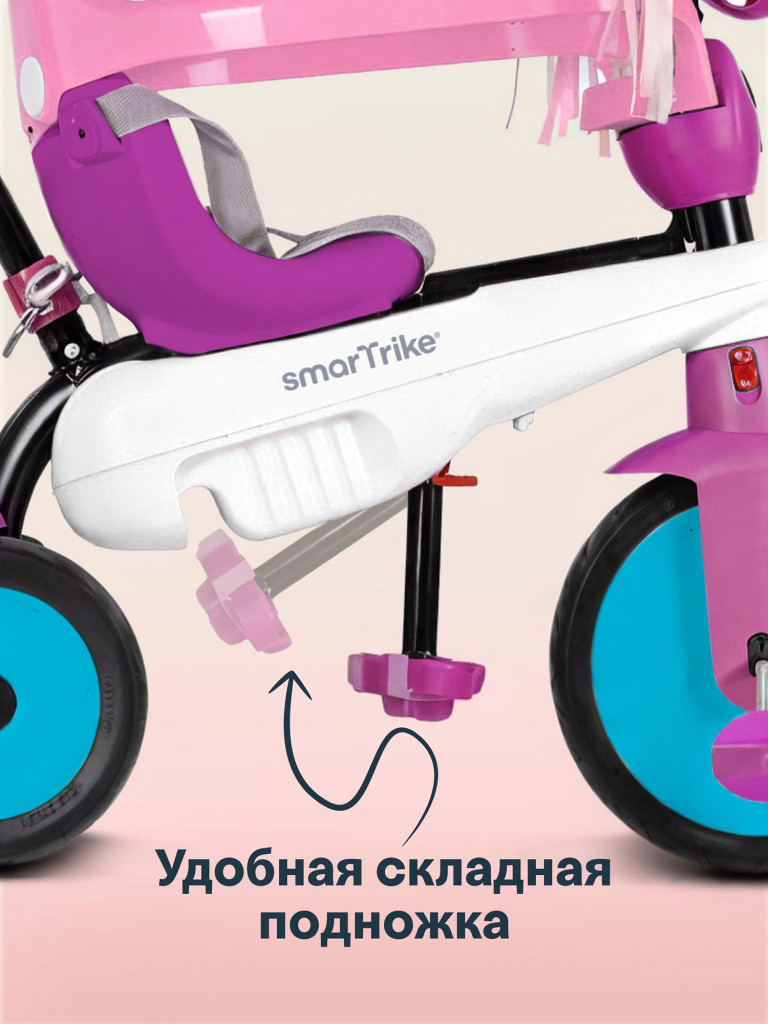 Велосипед детский трехколесный с ручкой SmarTrike Breeze S, Unicorn