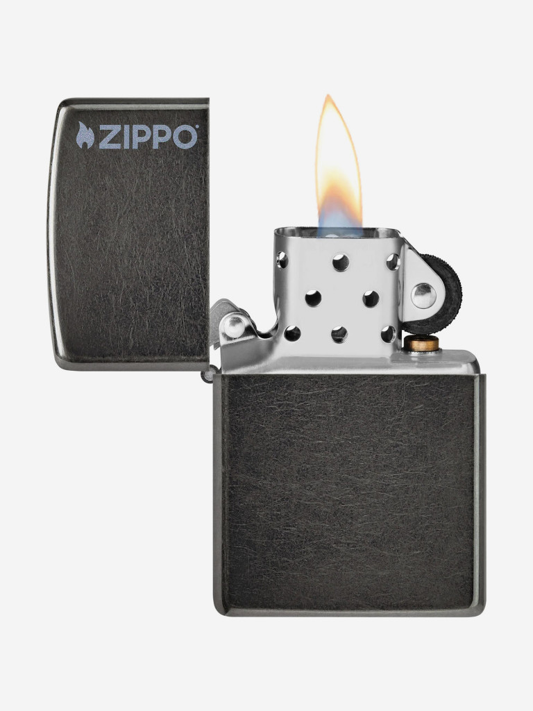 Зажигалка бензиновая ветроустойчивая Zippo Logo Gray Dusk