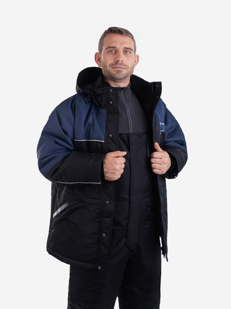 Костюм с полукомбинезоном зимний, таслан, ORION Active, Юпитер черный-т.синий