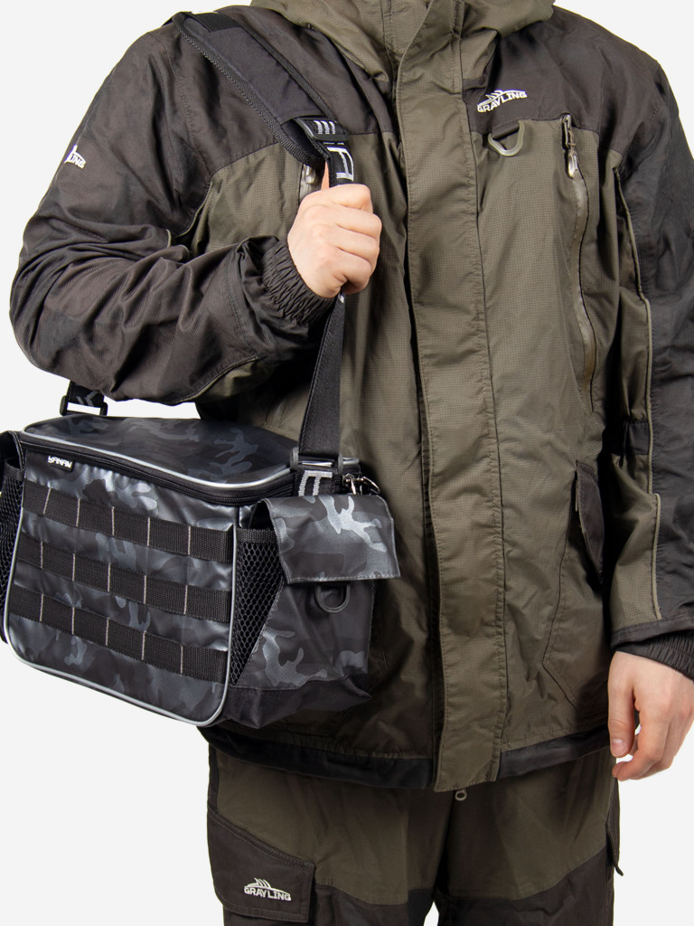 Сумка рыболовная Yaman Base Lure Bag L, 36х22х15 см, цвет серый камуфляж + 3 коробки LUNO.
