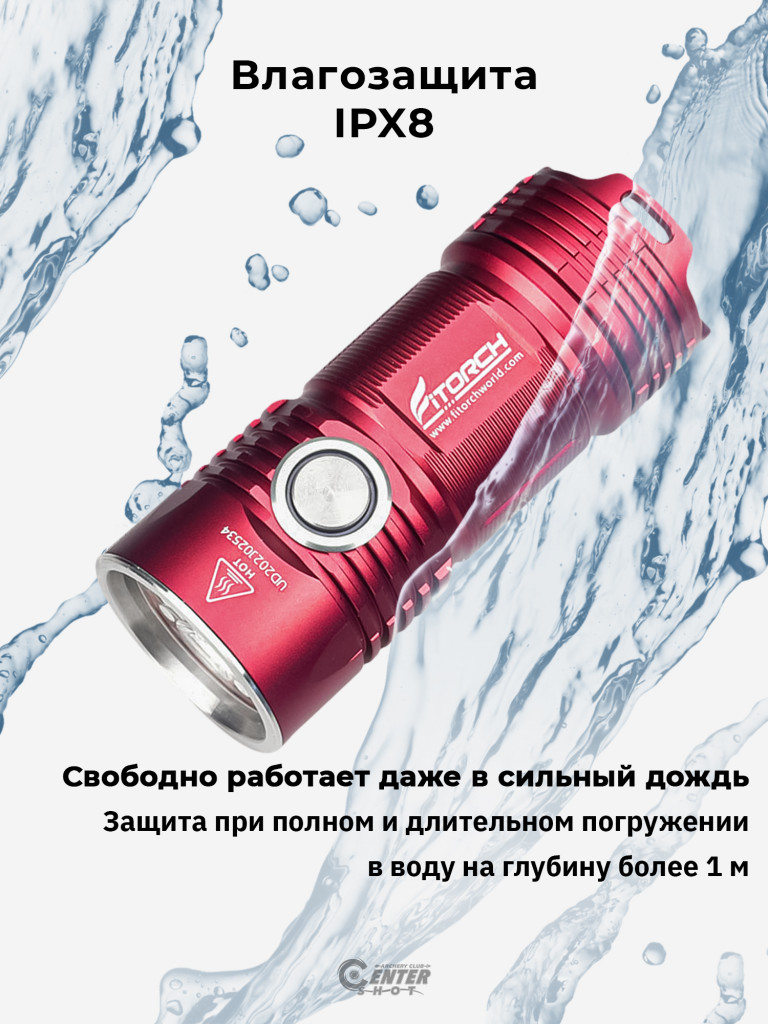 Фонарь FiTorch P25 универсальный компактный (акум. с USB) красный