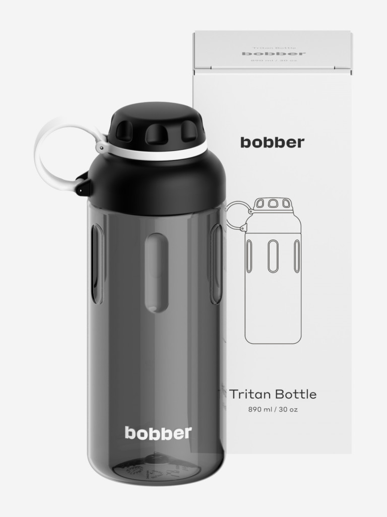 Бутылка тритановая Tritan Bottle для холодных напитков, с ситечком, 890 мл, черная