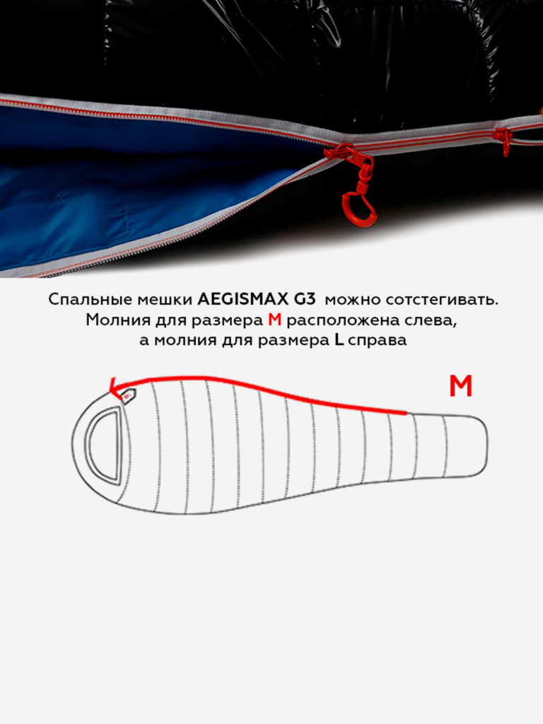 Спальный мешок AEGISMAX G3, пуховый, -15, размер M, черный
