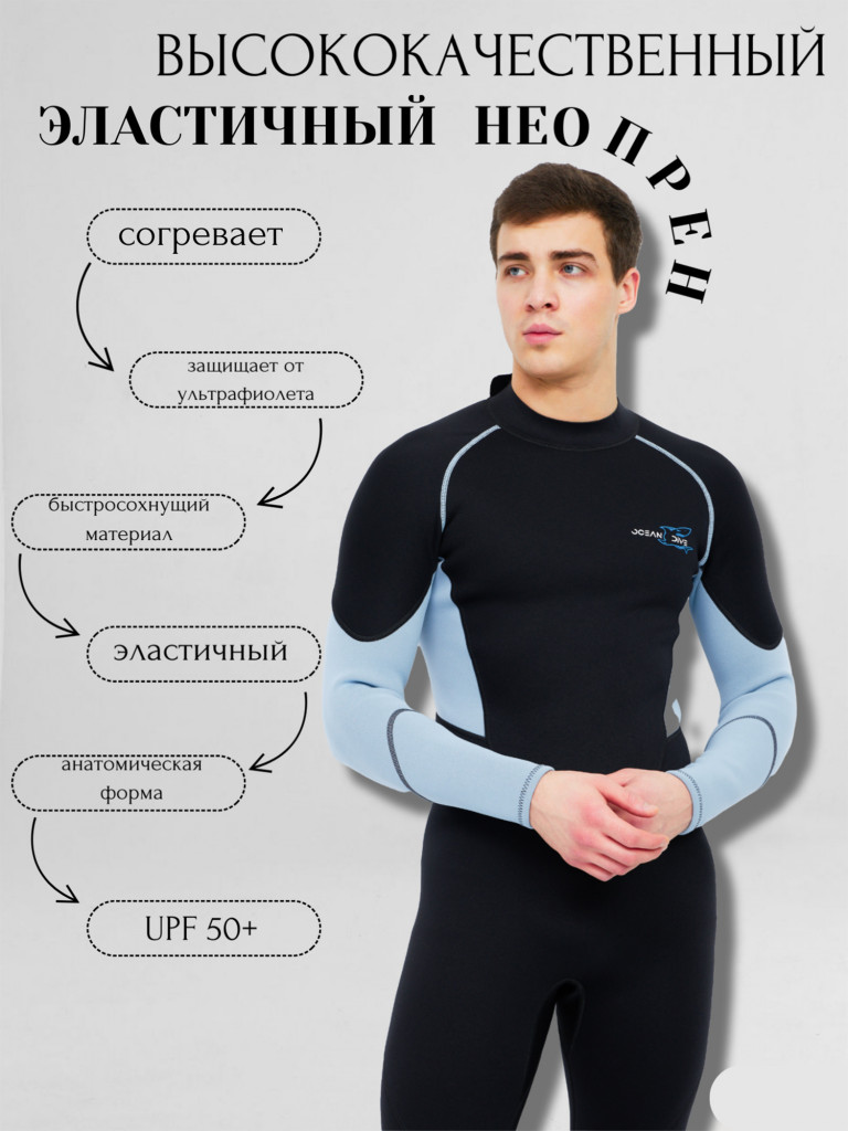 Гидрокостюм мужской Ocean Dive неопреновый 1,5 мм