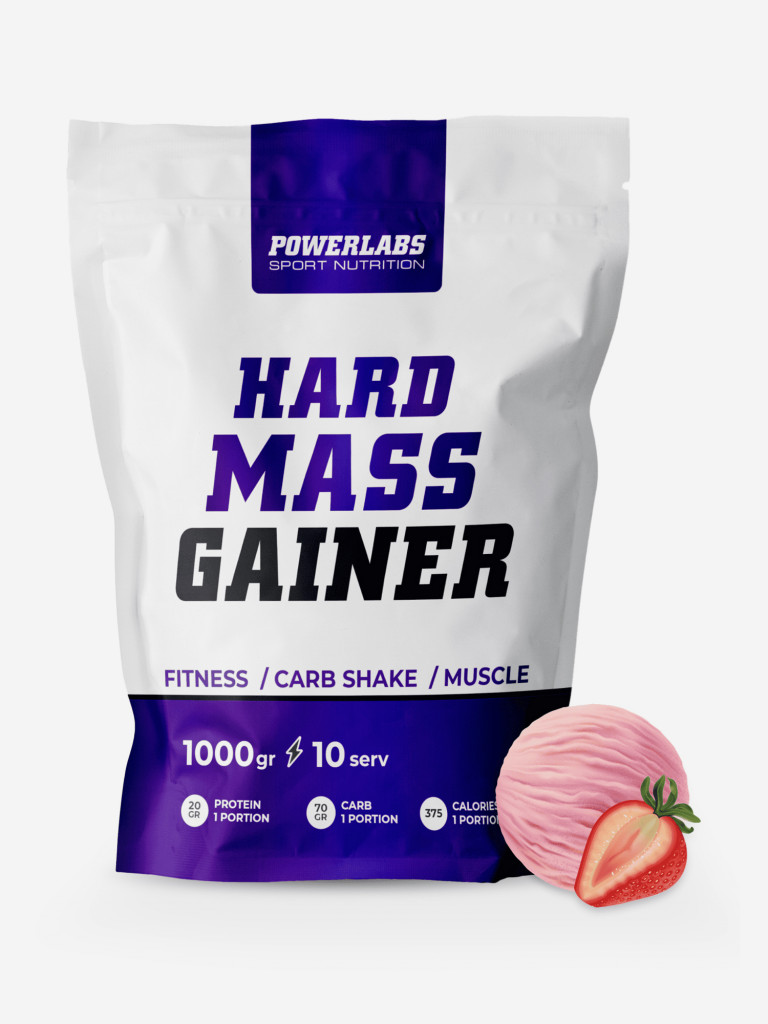 Гейнер, Powerlabs, 1000 г, клубника