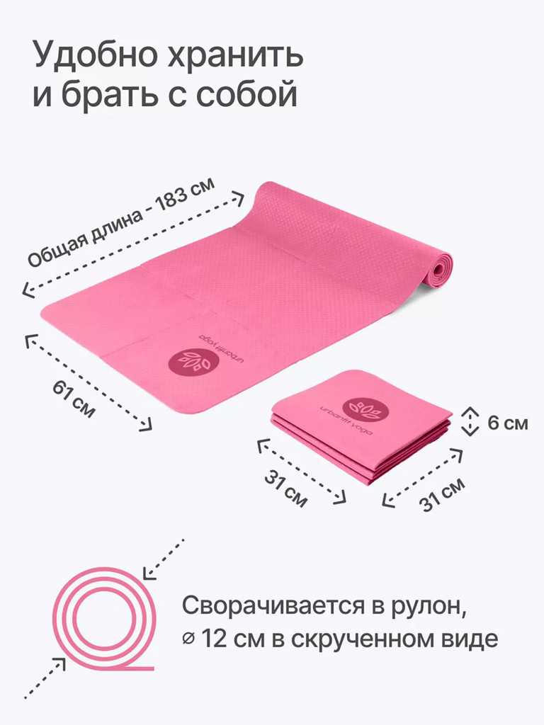Коврик для йоги и фитнеса складной Urbanfit