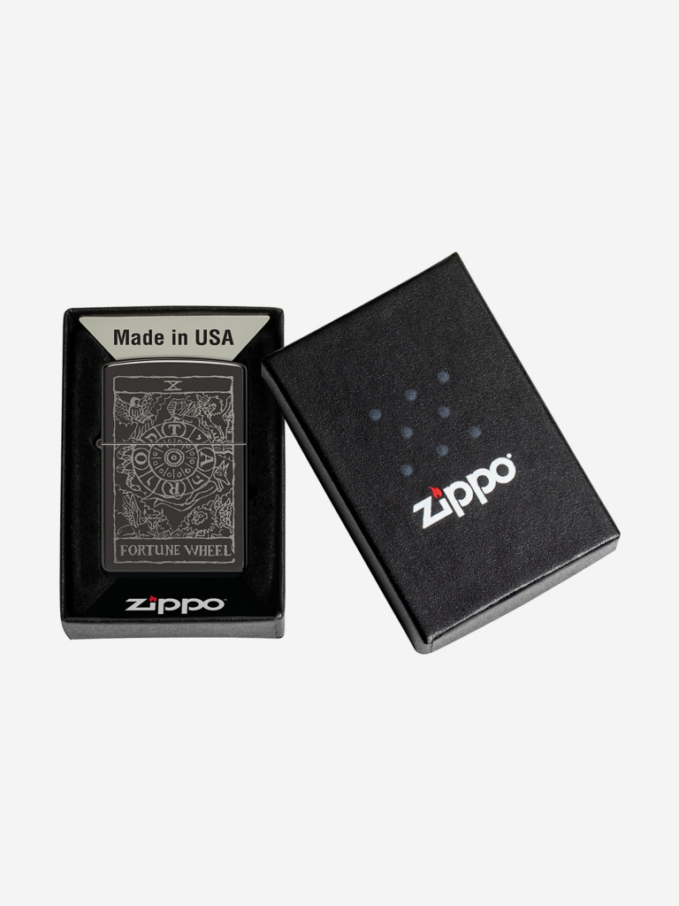 Зажигалка бензиновая ветроустойчивая Zippo Wheel Of Fortune High Polish Black