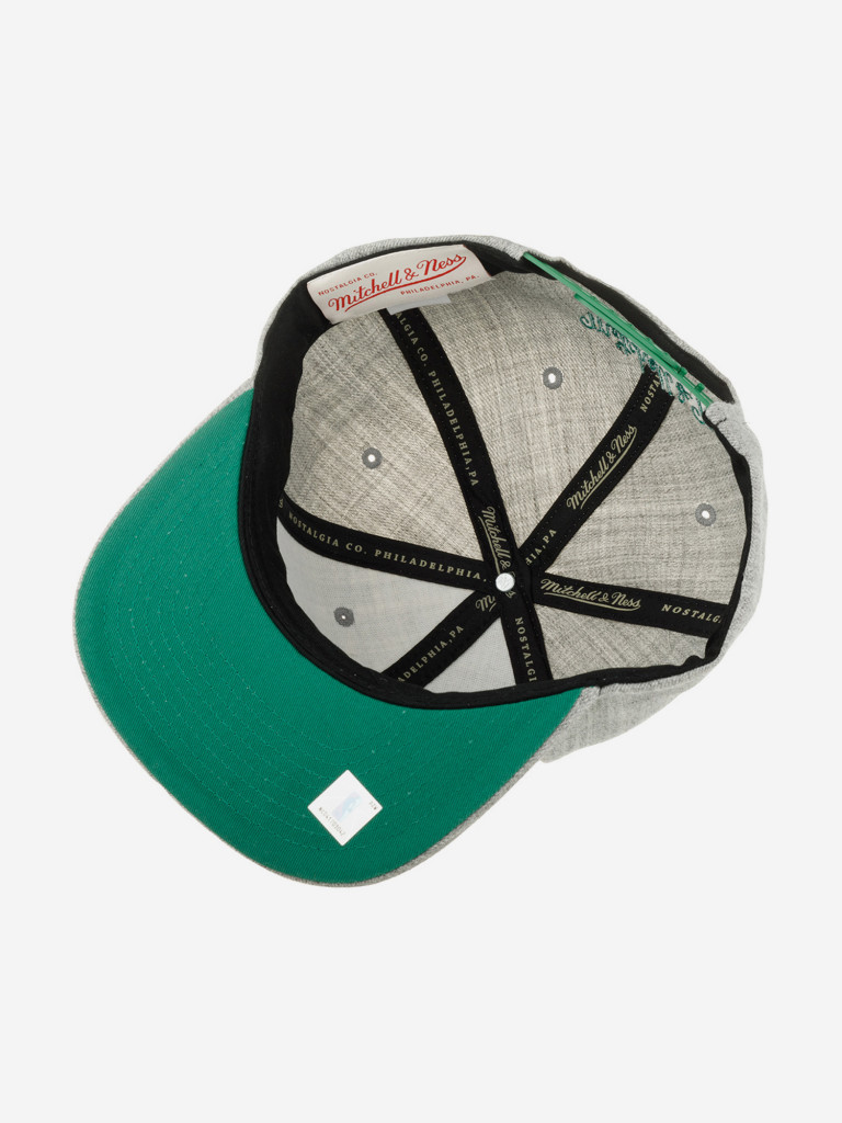 Бейсболка с прямым козырьком MITCHELL NESS HHSS3272-BCEYYPPPGYHT Boston Celtics NBA (серый)