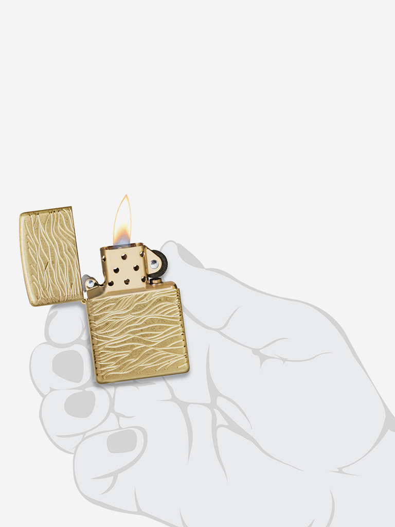 Зажигалка бензиновая ветроустойчивая Zippo Armor Luxury Waves Design Tumbled Brass