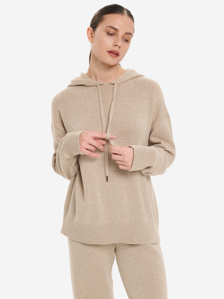 Худи спортивного стиля (свитер) женский ABOUT Lingerie с капошоном из смесовой шерсти