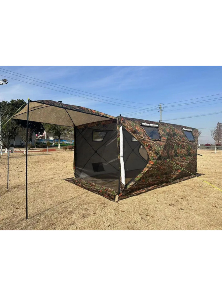 Зимняя палатка Terbo-Mir 2023 камуфляж (400х200 см) трехслойная мобильная баня для кемпинга и рыбалки