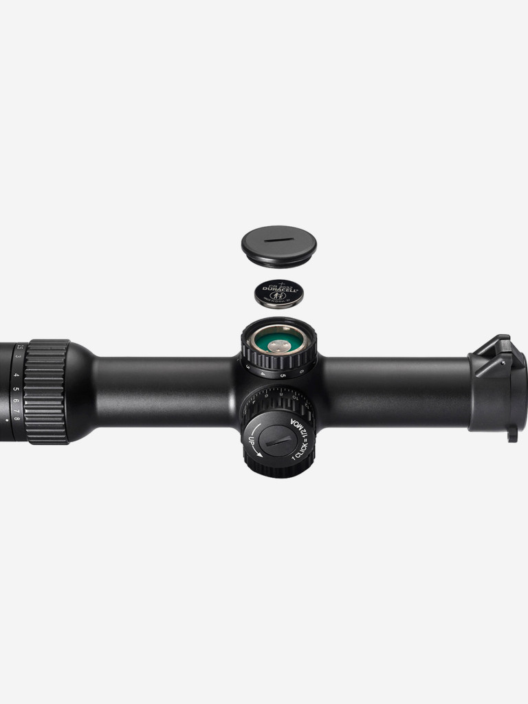 Прицел Gaut Obsidian 1-8x24, сетка 62 (Half MD), подсветка красная, 30мм, поправки 1/2 МОА