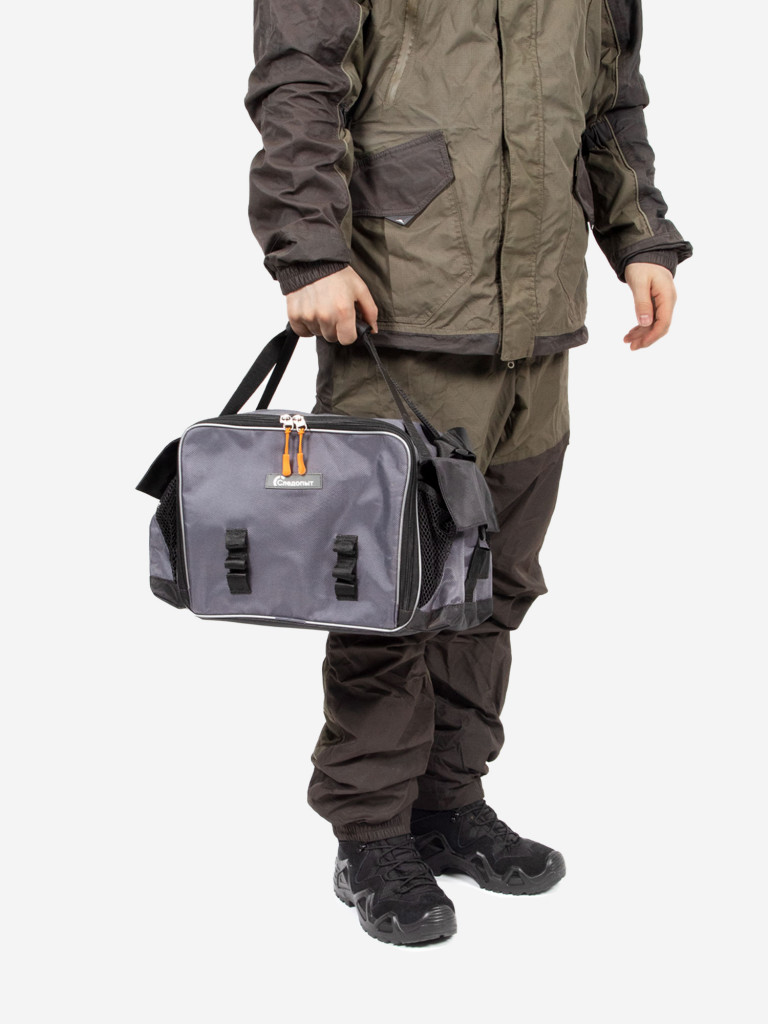 Сумка рыболовная Следопыт Lure Bag L, 40х25х21 см, цвет серый + 5 коробок Luno.