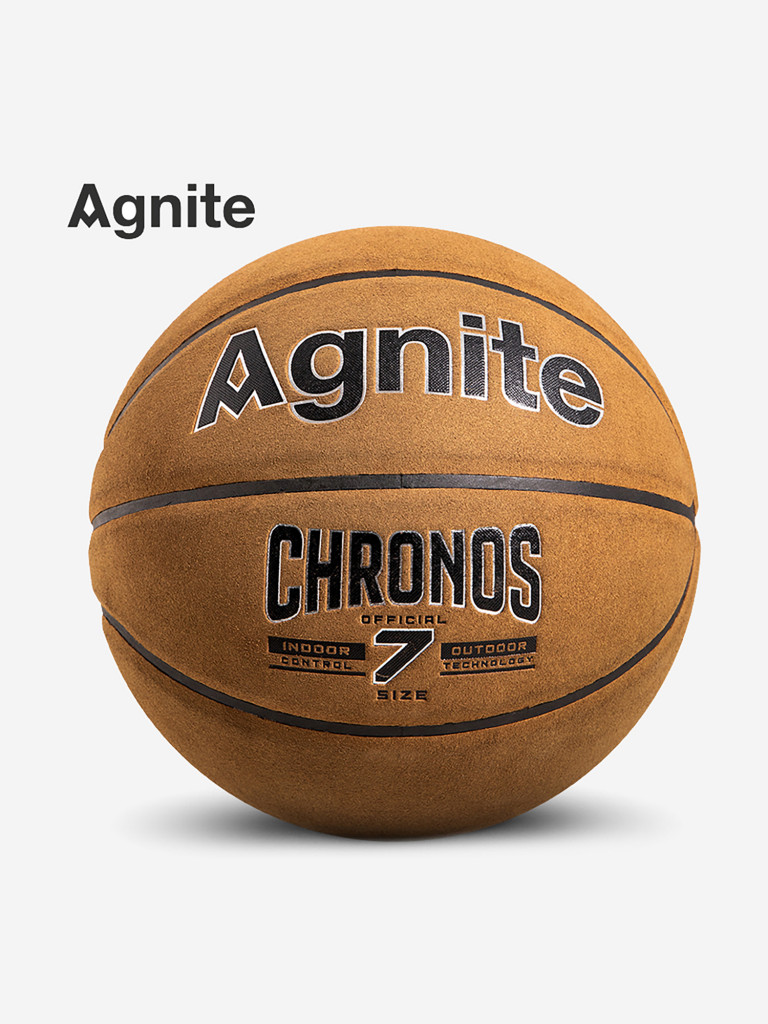 Мяч баскетбольный Agnite Imitation Leather Basketball (Chronos) №7  коричневый цвет — купить за 2790 руб. со скидкой 49 %, отзывы в  интернет-магазине Спортмастер