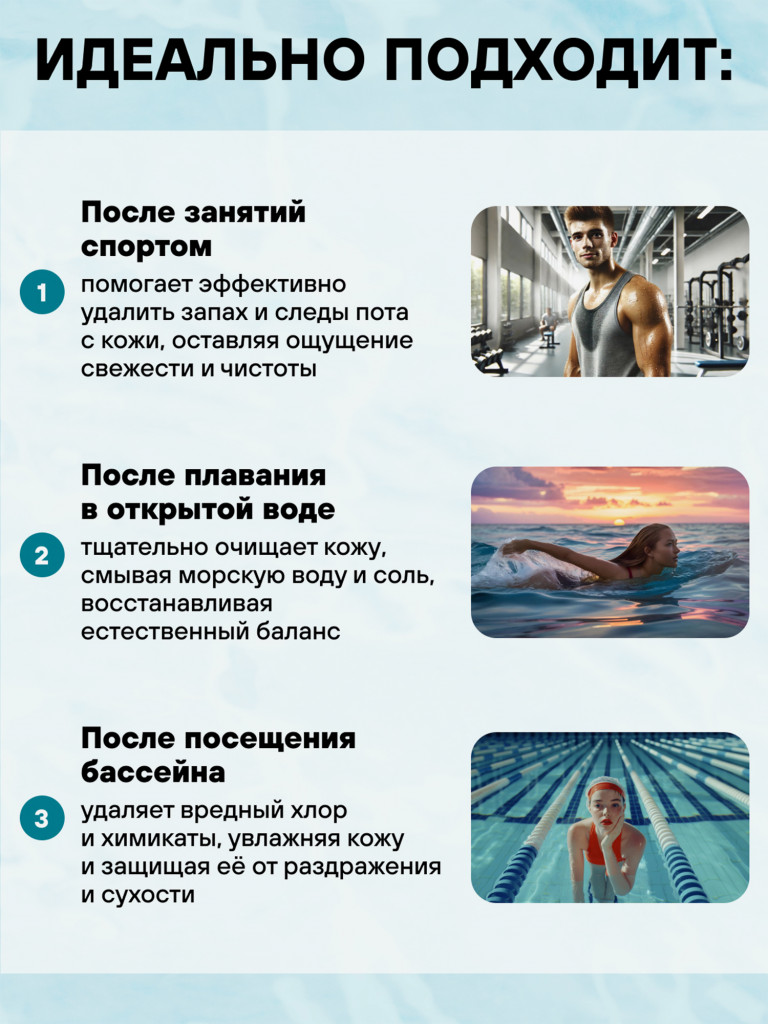 Шампунь гель для душа "антихлор" после плавания в бассейне CROSSMAX для пловцов