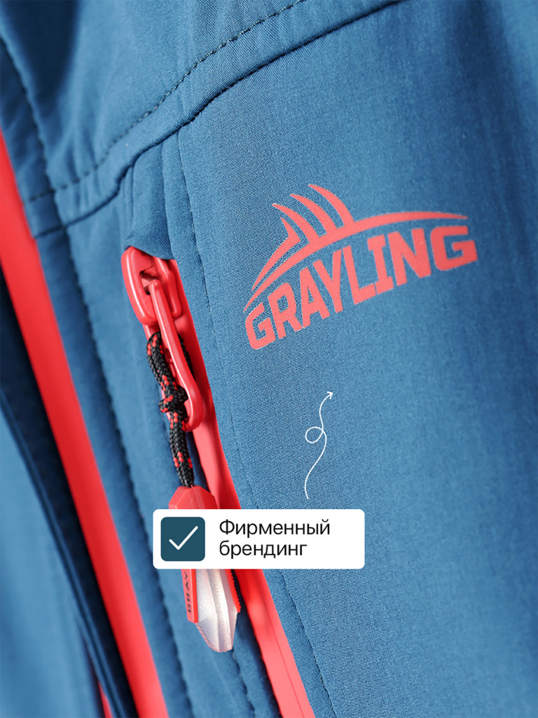 Куртка Аксай для рыбалки GRAYLING, софтшелл, синий