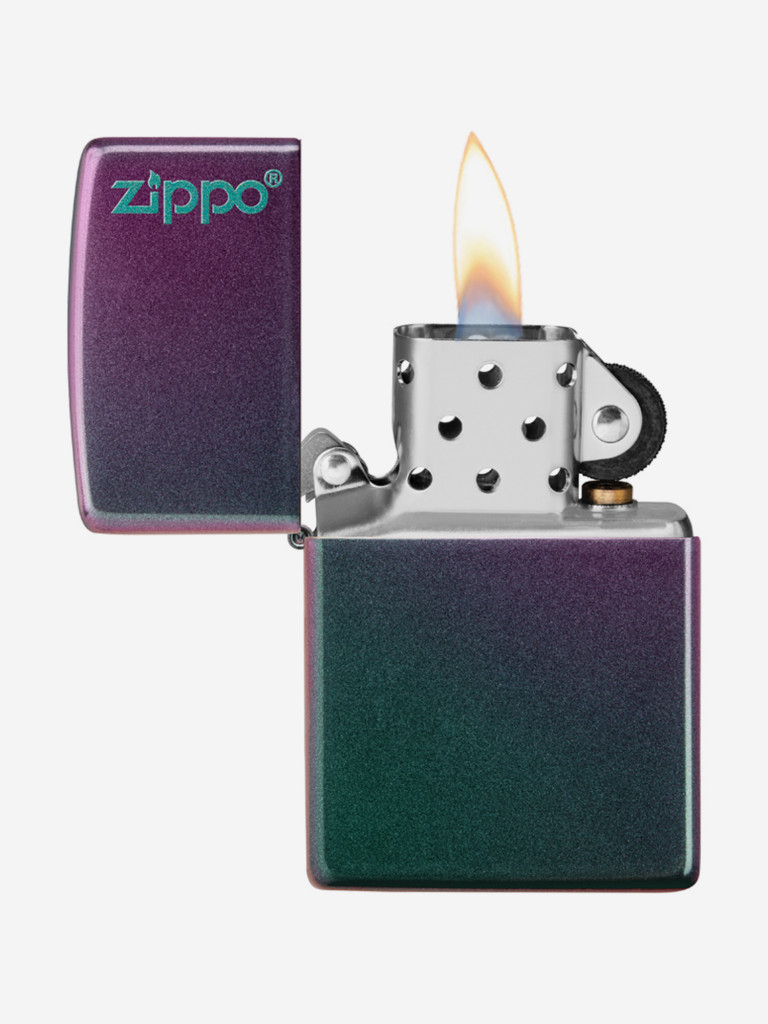 Зажигалка Zippo 49146ZL Classic Logo Iridescent, фиолетовая матовая