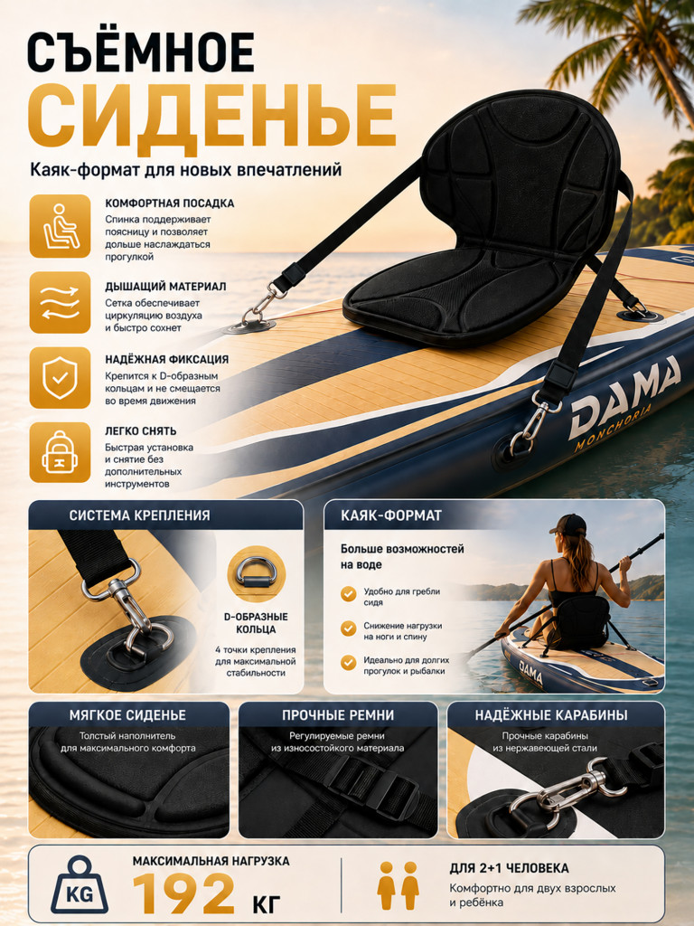 Сапборд двухслойный DAMA MONCHORIA Yellow 335 см