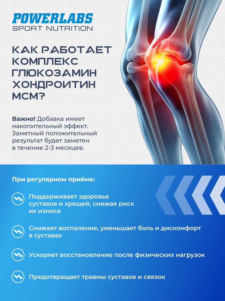 Глюкозамин Хондроитин Мсм, Powerlabs, 180 капсул