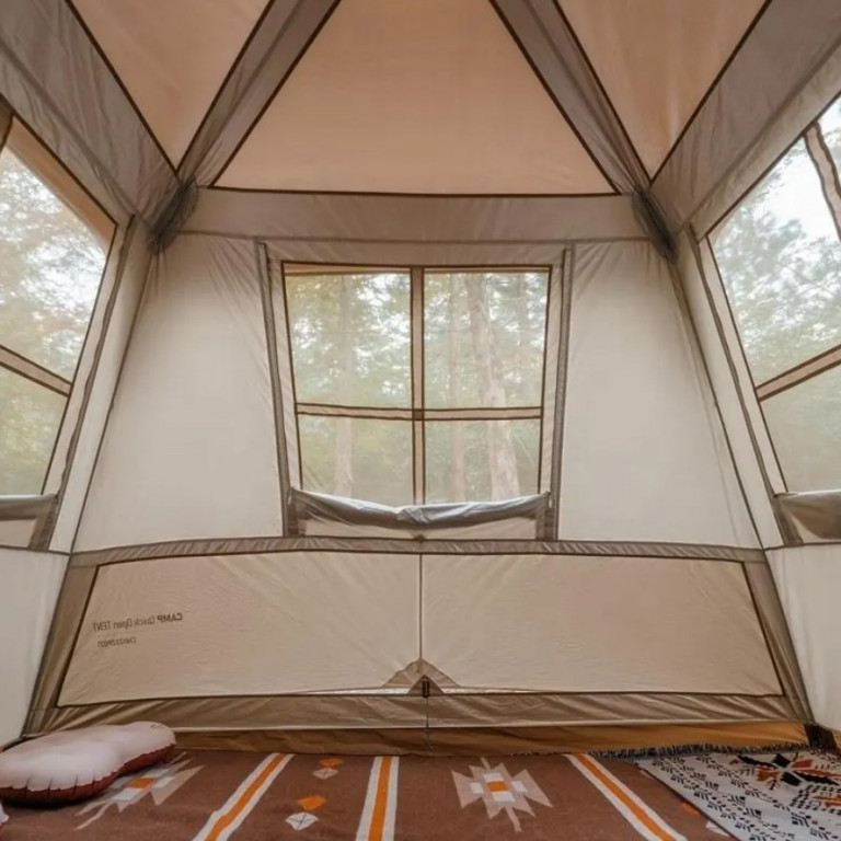 Палатка Naturehike Village 4-местная, автоматическая, алюминиевый каркас, коричневая