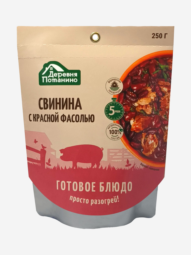 Готовое блюдо "Свинина с красной фасолью" Деревня Потанино (8 шт х 250 г.)