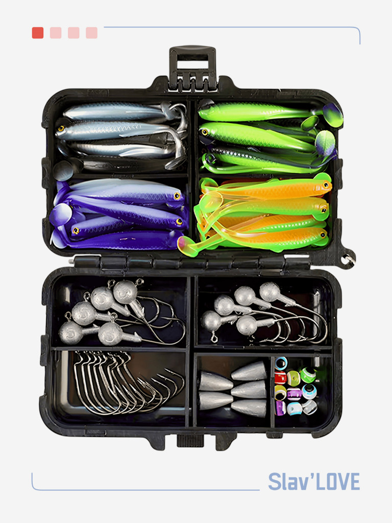 Набор для рыбалки Slav'LOVE 75 предметов в кейсе на шнурке