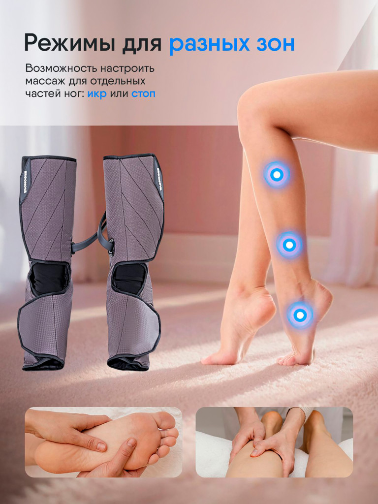 Массажер для ног лимфодренажный электрический Ergonova FootBase прессотерапия с подогревом