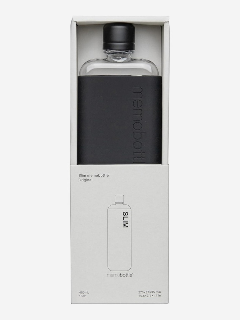 Бутылка с силиконовым чехлом Memobottle Slim, черный