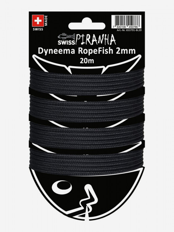 Ультралегкий шнур для оттяжек палаток SwissPiranha RopeFish Dyneema Black 2,0 мм / 20 м