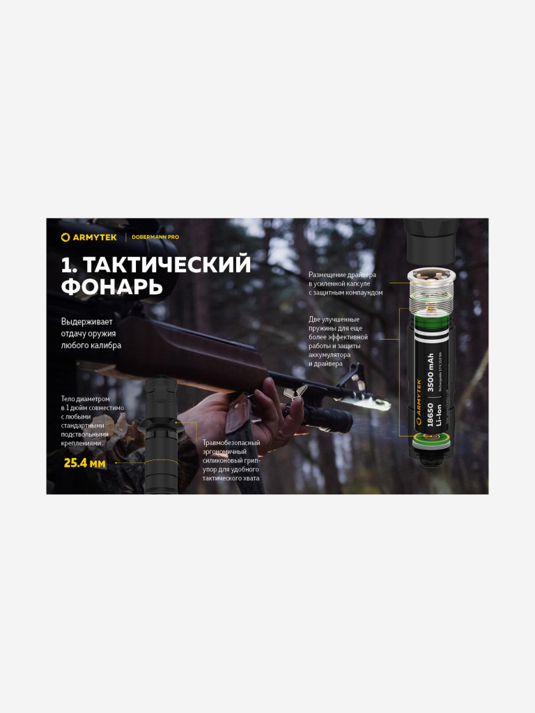 Фонарь ручной Armytek Dobermann Pro Magnet USB, холодный свет