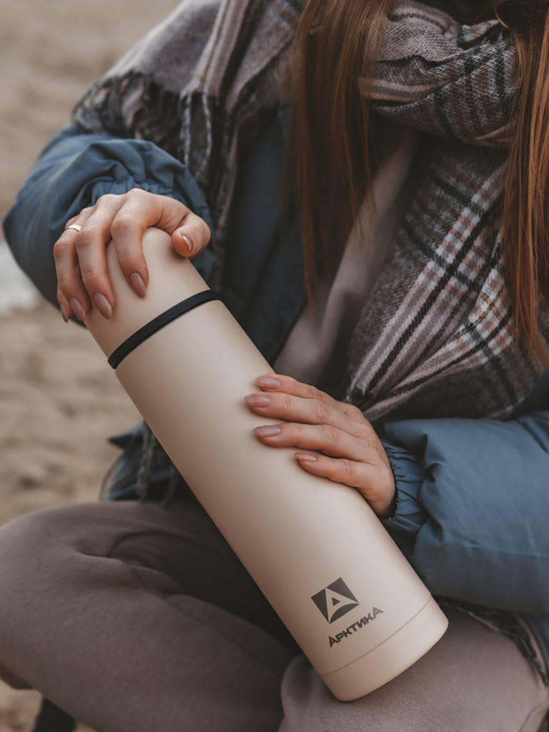 Термос вакуумный Арктика 1 л, песок