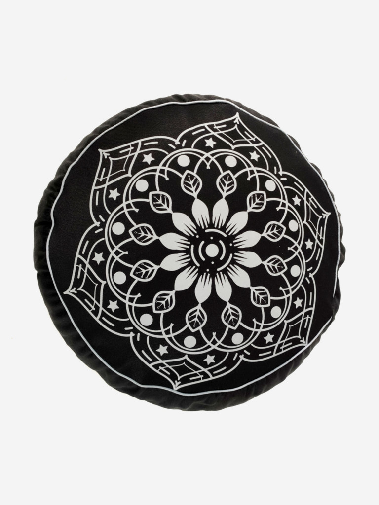 Подушка для медитации Mandala Black, черный, размер 30 х 30 х 15 см вес 2 кг состав гречишная лузга
