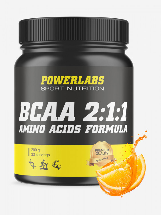 BCAA, Powerlabs, 200 г, апельсин