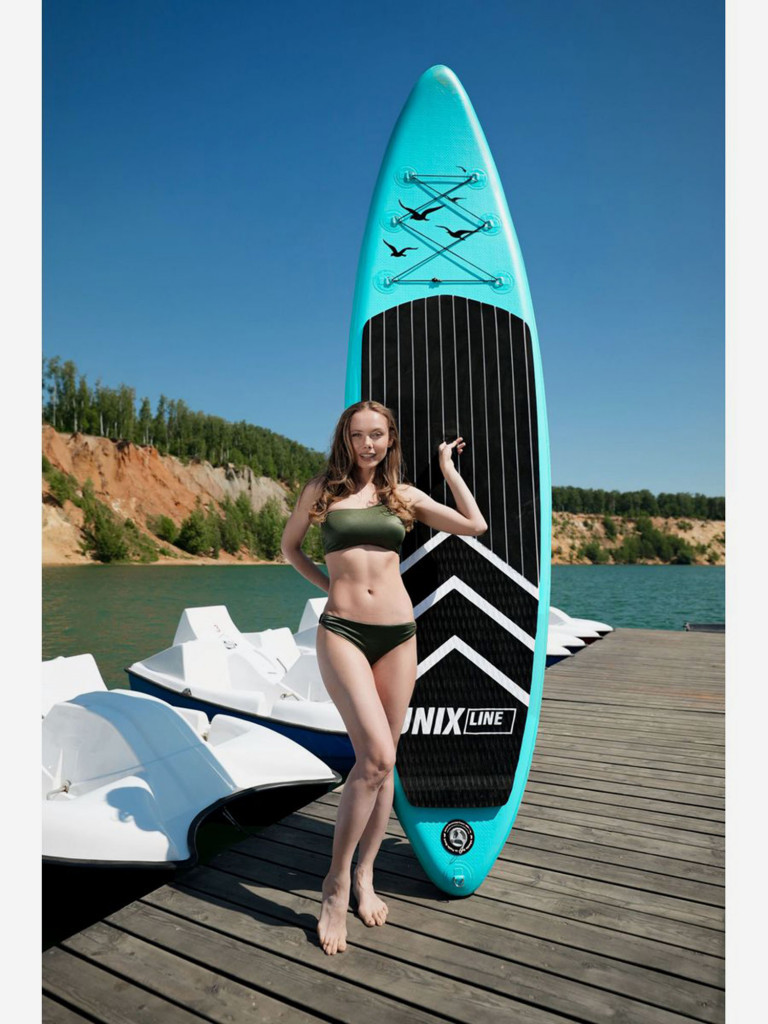 Сапборд надувной для плавания UNIX Line sup board Night Jungle 320 см до 200 кг, двухслойный, с веслом, рюкзак, насоc