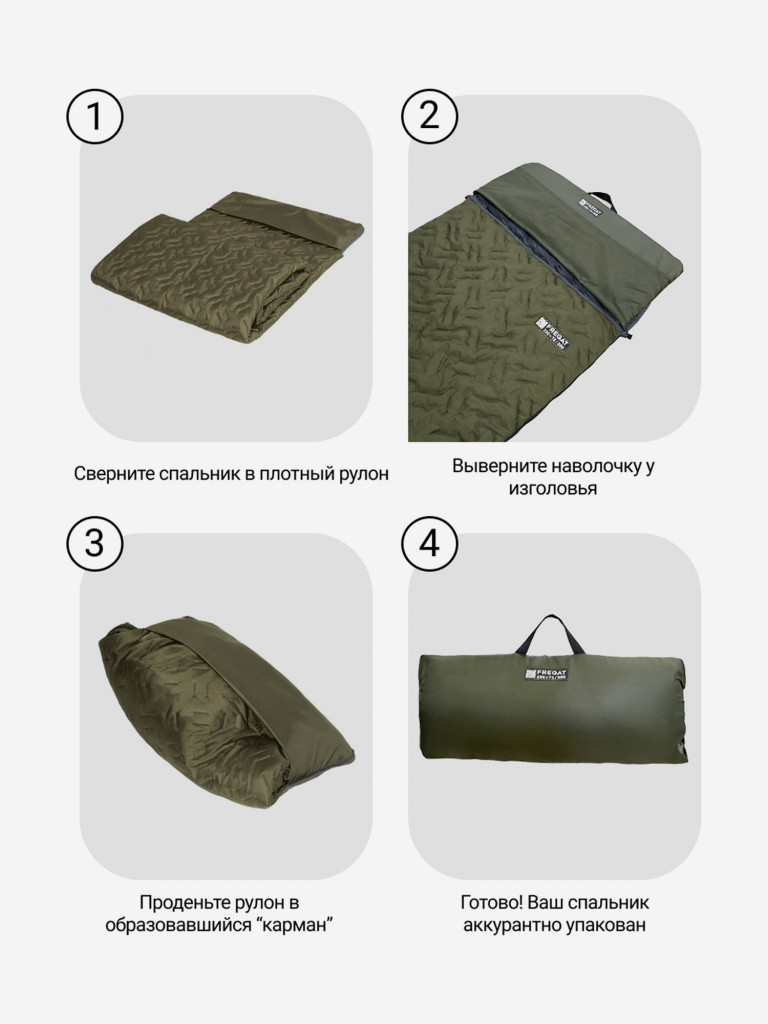 Спальный мешок Фрегат туристический с подголовником, 72 см х 230 см, зеленый (300г/м2)
