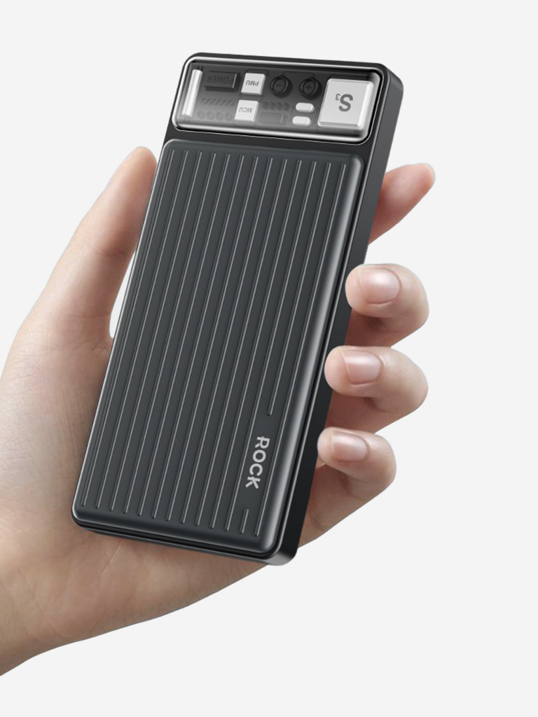 Внешний аккумулятор ROCK P96 12W Travel Series Power Bank With Cable 10000mAh темно серый
