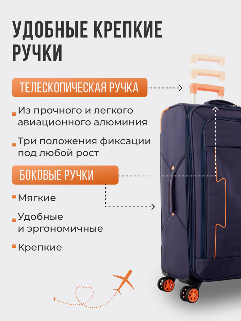 Чемодан Tevin s ручная кладь тканевый неубиваемый