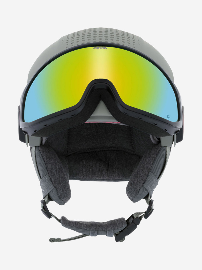 Горнолыжный шлем с визором Alpina Alto Q-Lite Moon-Grey Matt/Gold Mirror