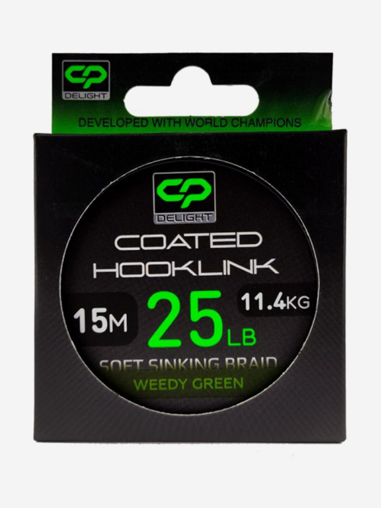 Поводковый материал CARP PRO в оболочке Deligth Sinking Hooklink зеленый 25lb 15м