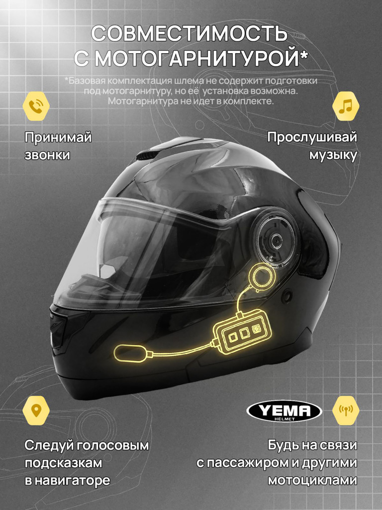 Мотошлем модуляр Yema YM-926-1