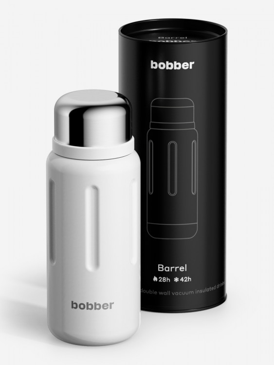 Термос вакуумный BOBBER Barrel 770 мл с широким горлом и ситечком, тепло до 28 часов, белый