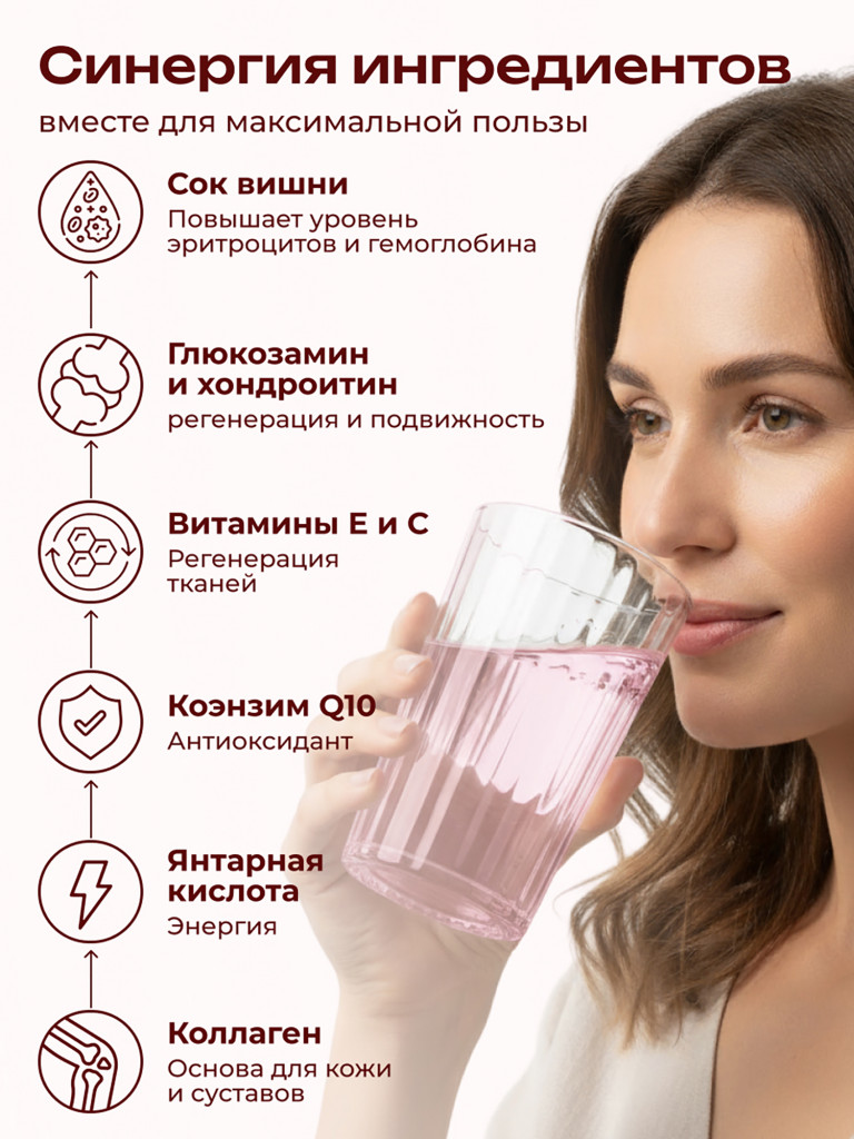 Коллаген пищевой с Янтарной кислотой COLLAGEN PREMIUM Вишня, 380 мл