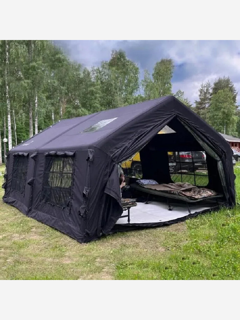 Надувная палатка Coody 17.28 Pro Black, 17.2 м², 4–6 человек, 2 входа, дымоход