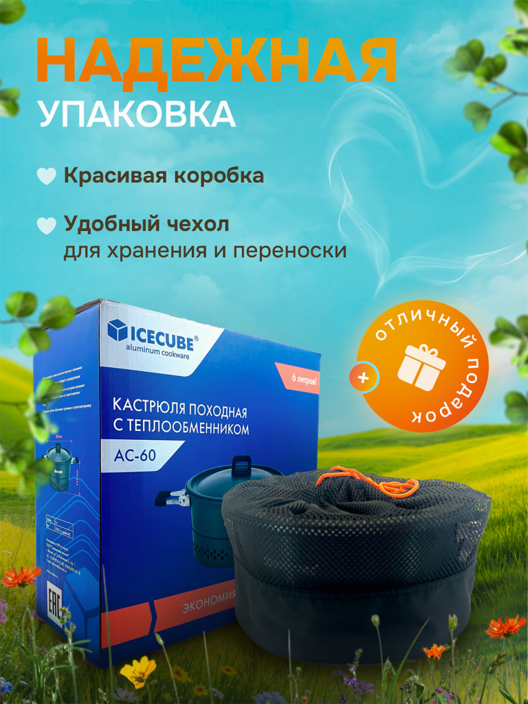 Кастрюля походная с теплообменником Ice Cube AC-60, 6 литров
